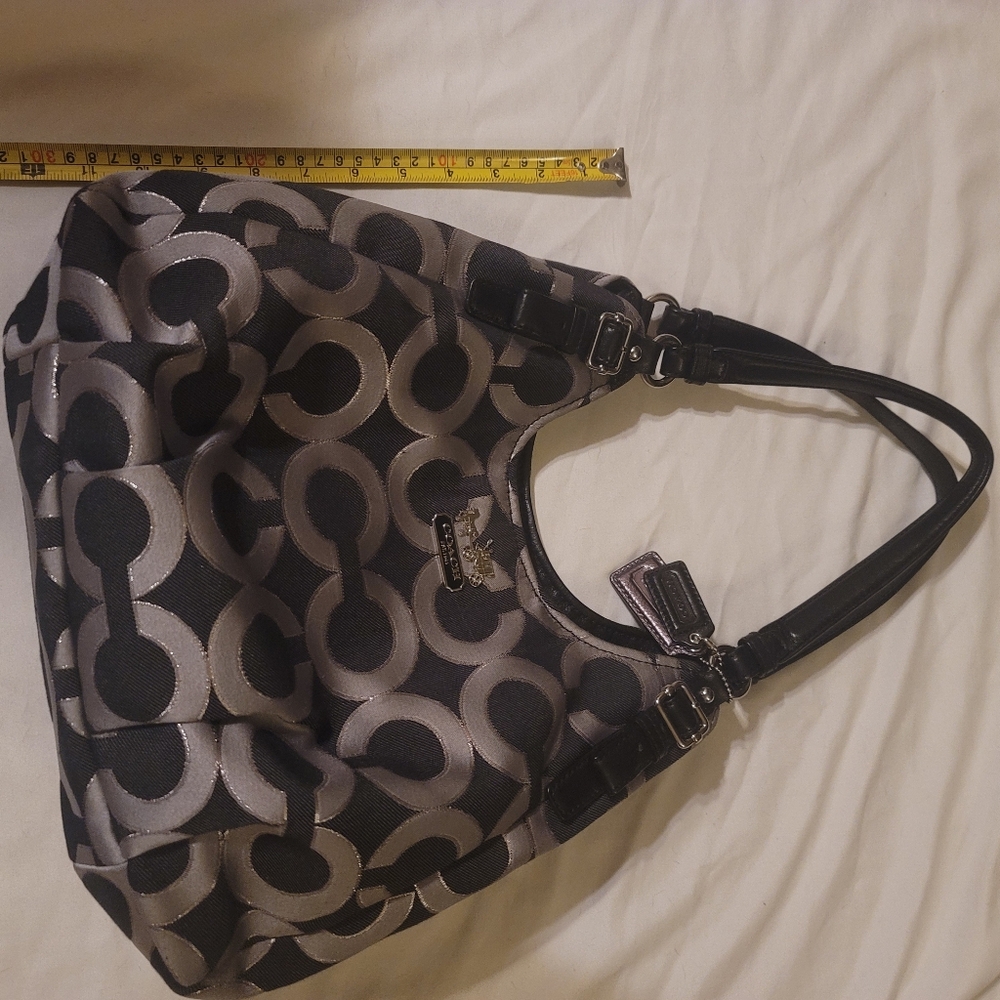 COACH  Black & Grey C Pattern Shoulder Bag - Picture 6 of 7